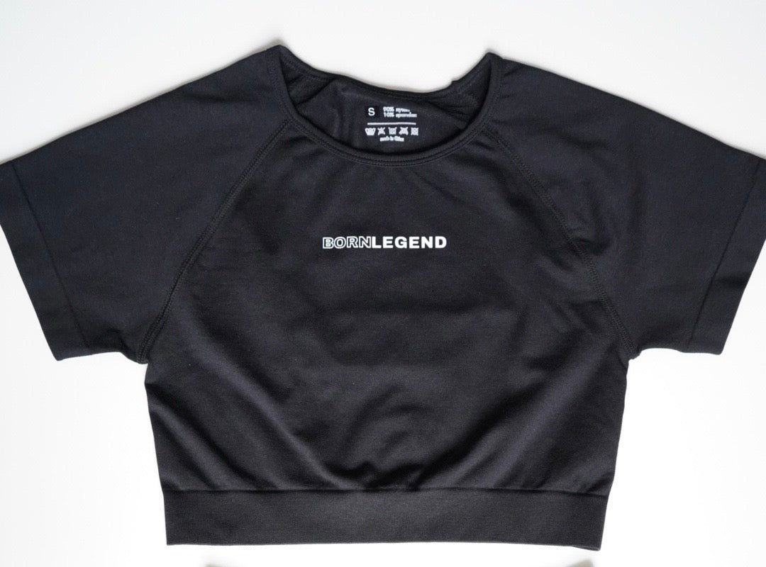 Black Seamless Short Sleeve Top
